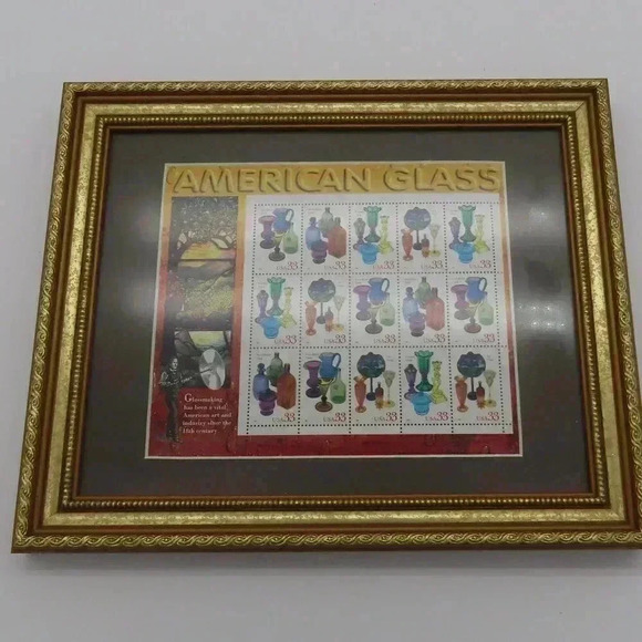 Vintage, framed, 1999 33c American Glass: Freeblown Glass stamps - Picture 5 of 6